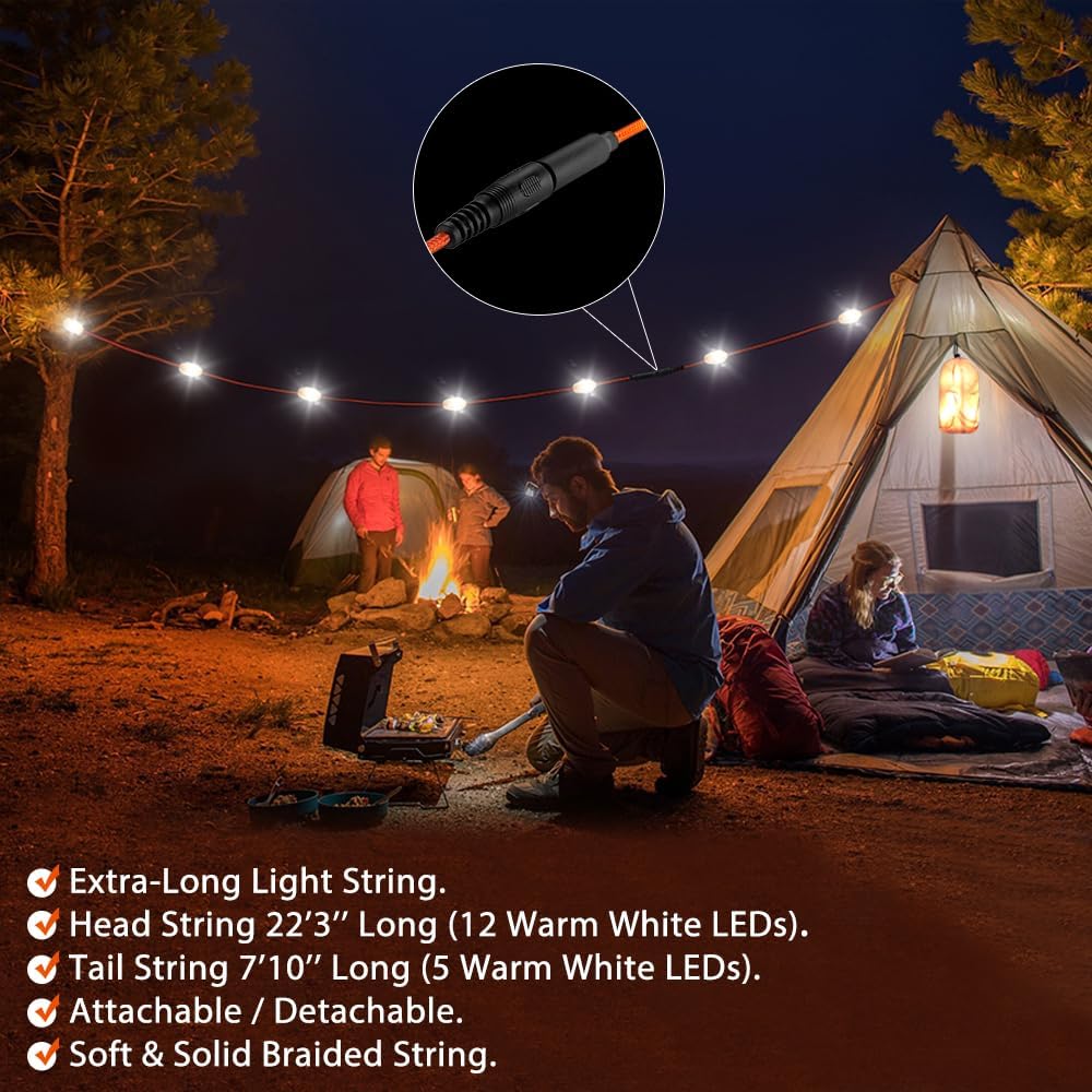 String Lights Indoor Outdoor with Solar Panel Charger Waterproof Rechargeable 12 LEDs Detachable 20FT Long of 7 Lighting Modes for Bedroom Wall Decoration Camping Hiking and Garden Tree. (Green color)