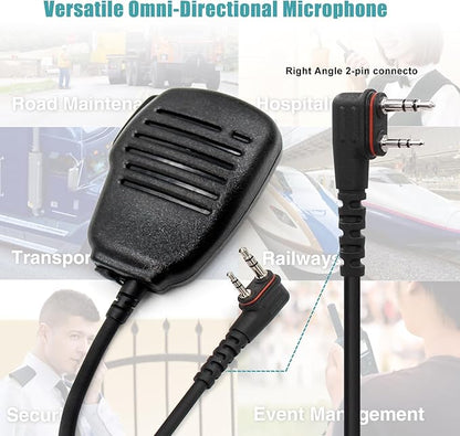 Hm-186ls Small Speaker Microphone Compatible for icom ID-31A ID-51A ID-52A IP100H IP501H radios with 3.5mm Audio Jack and Revolving Swivel Clip Right Angle 2-pin connecto and Revolving Swivel Clip