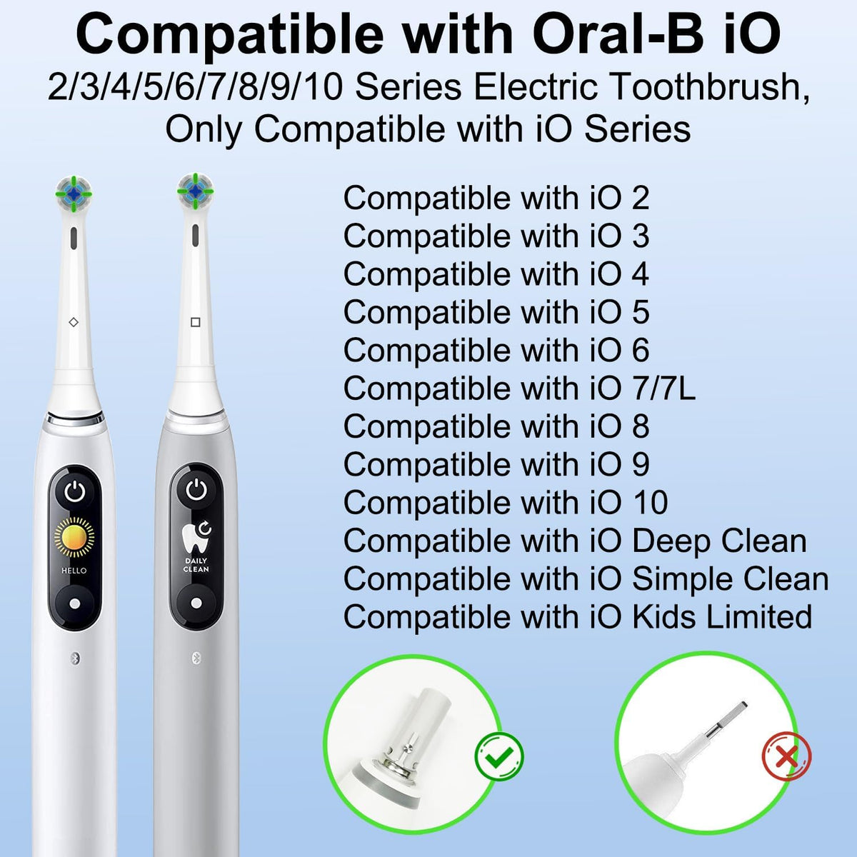 Qitizu Replacement Heads Compatible with Oral B iO Electric Toothbrush, Replacement Toothbrush Heads Fit for Oral-B iO 2/3/4/5/6/7/8/9/10 Series Toothbrush, only 7 Packs (White)