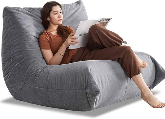 Modern Living Room, Adult Bean Bag Floor Sofa, Super Soft and Comfortable Memory Foam Lazy Sofa, Togo Recliner Furniture, Suitable for Balcony Bedroom Fireside Chair(Light Gray)