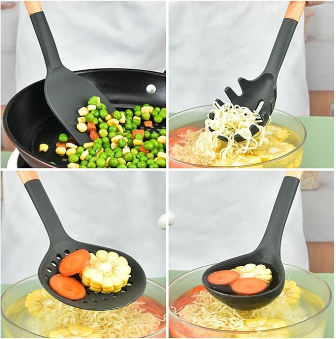 Silicone Cookware Set Kitchen Utensils Accessories Spatula Serving Soup Spoon Baking Set Non Stick Cooking Appliances Pot Set