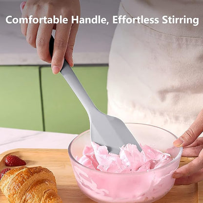 Gray Rubber Spatula for Kitchen Use, DUFEIMOY 10.8In Silicone Spatulas for Cooking Heat Resistant, Flexible Small kitchen Spatula for Kitchen Nonstick Cookware, Seamless  Dishwasher Safe