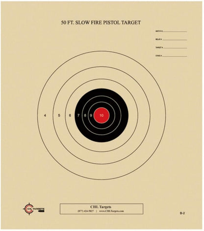 50 Foot Slow Fire Pistol Target Official NRA Target B-2