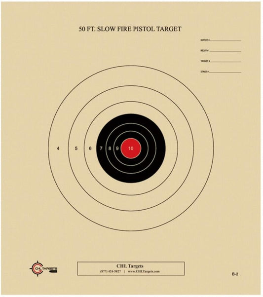 50 Foot Slow Fire Pistol Target Official NRA Target B-2