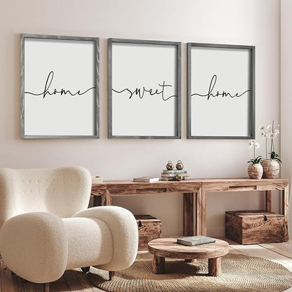 Heiple Set of 3 Framed Farmhouse Home Sweet Home Sign 11AoAox14AoAo Above Bed Wall Decor for Bedroom Decor and Living Room Wall Art Wood Signs (Gray, 11''x14)