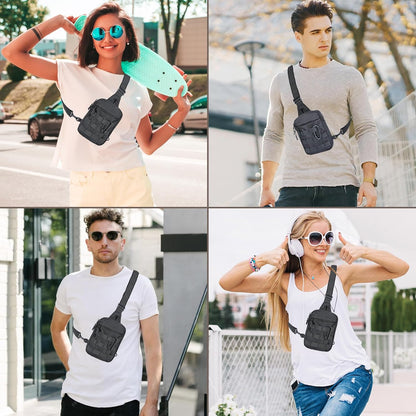 Small Sling Bag for Men Women, Tactical Bag Waterproof Dual Pocket Mini Chest Crossbody Bag Shoulder Bag for Travel Work Sport