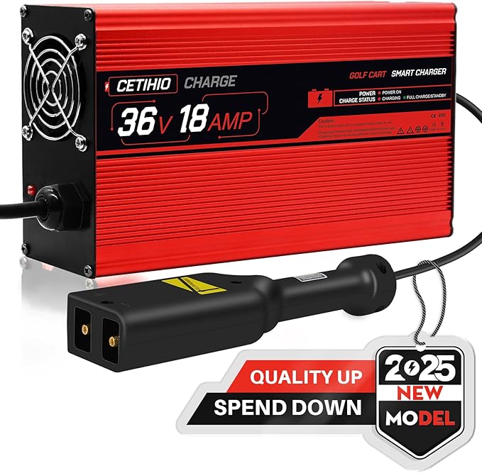 36 Volt Golf Carts Battery Charger for EZGO TXT, Trickle Charger 3.0 Technology, 18 AMP, 4-6 hrs Full Charge, Replace EZGO D-Plug, 16FT