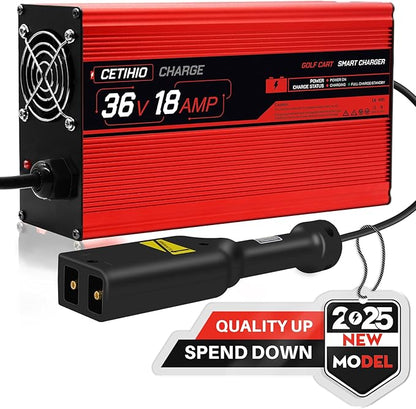 36 Volt Golf Carts Battery Charger for EZGO TXT, Trickle Charger 3.0 Technology, 18 AMP, 4-6 hrs Full Charge, Replace EZGO D-Plug, 16FT