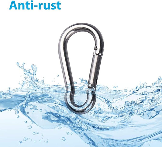 8pcs Small Carabiner Clip M4 Heavy Duty Caribeener Clips Spring Snap Hooks Stainless Steel for Flag Pole Bird Feeders Key Chain Camping Hiking Climbing Traveling Fishing (8-Pack)