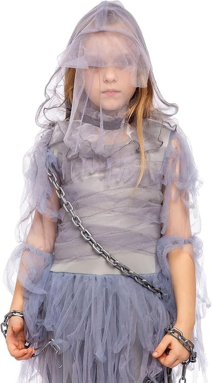Spooktacular Creations Halloween Haunting Beauty Ghost Girl Costume, Scary Ghost Dress Midnight Costume for Halloween