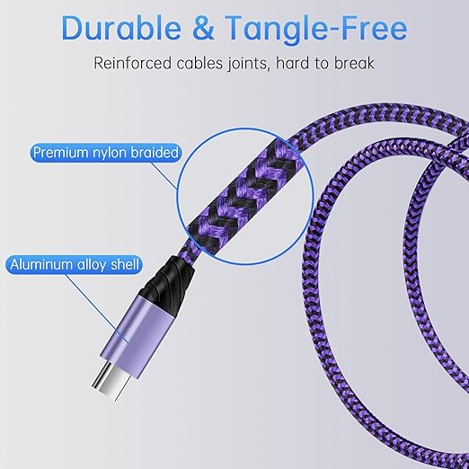 Android Auto USB C Cable Type C Charger USB Data Transfer Cable Fast Charging for Samsung Galaxy S25 UltraS25S24FEA23A16A15A35A55A06S24 UltraS23FES23 UltraS22A54A53A14A13, 3FT 2Pack
