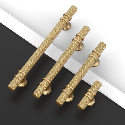 Asidrama 10 Pack 5 Inch(128mm) Knurled Champagne Bronze Kitchen Cabinet Handles, Cabinet Pulls Kitchen Cabinet Hardware Cupboard Handles Drawer Pulls