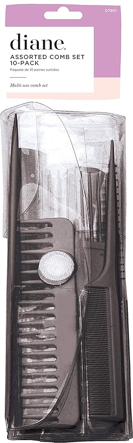 Diane D7901 Assorted Comb Kit - 10 PC Set (Black)