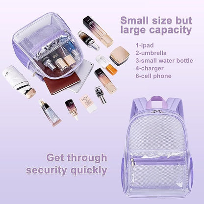 CAMTOP Clear Backpack for Stadium Events Approved 12x6x12 Small Clear Bag Mini Backpacks Purse for festival Concert Work