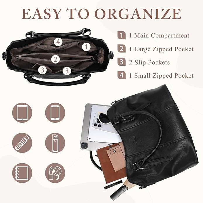VASCHY Hobo Bags for Women, Vegan Leather Top Handle Satchel Shoulder Purse Handbag Purse with Crossbody Guitar Strap