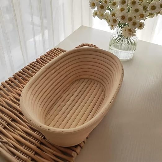 Bread Basket-Sourdough Proofing Basket-Proofing Basket-9.8 inch Oval Proofing Bowl with Liner for Home Baker Baking Tool Kits (Oval)