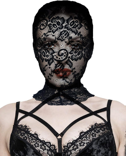 Lace Hole Full Face Mask Gothic Sexy Halloween Adult Spandex Cloth Cosplay Mask