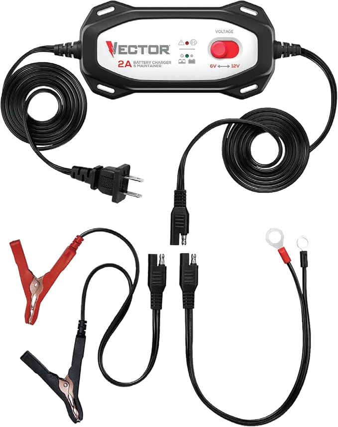 Vector VECBC2 2 Amp Battery Charger/Maintainer with 6V/12V Selector