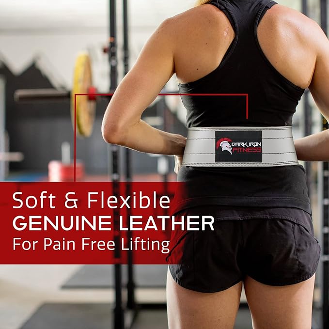 Dark Iron Fitness Weight Lifting Belt for Powerlifting Deadlift Training, Premium Leather for Core Support Gym Strength Workout