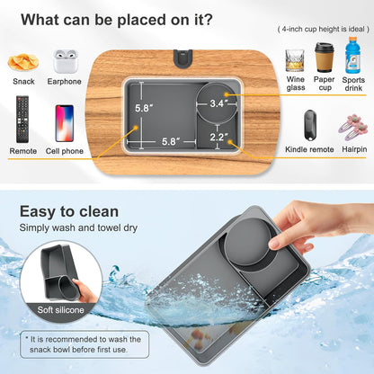 ERGONOV Tablet Pillow Stand for Lap Use, Snack Bowl, Ideal for Hands-Free Reading and Relaxation on Bed,Couch,Recliner,Gray