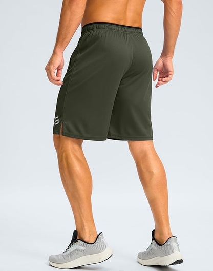 G Gradual Men's Gym Shorts wtih Zipper Pocket 9" Athletic Basketball Mesh Shorts for Men Workout Quick Dry Lightiweight