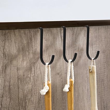 20 Pcs J Shaped Hook, Black Snap-On Hooks, Stainless Steel Clip-on Hook, Hanging Sink Grid Hook, Heavy Duty Wire Rack Hook for Kitchen, Bedroom, Office