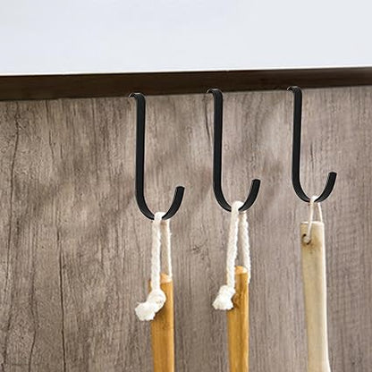20 Pcs J Shaped Hook, Black Snap-On Hooks, Stainless Steel Clip-on Hook, Hanging Sink Grid Hook, Heavy Duty Wire Rack Hook for Kitchen, Bedroom, Office