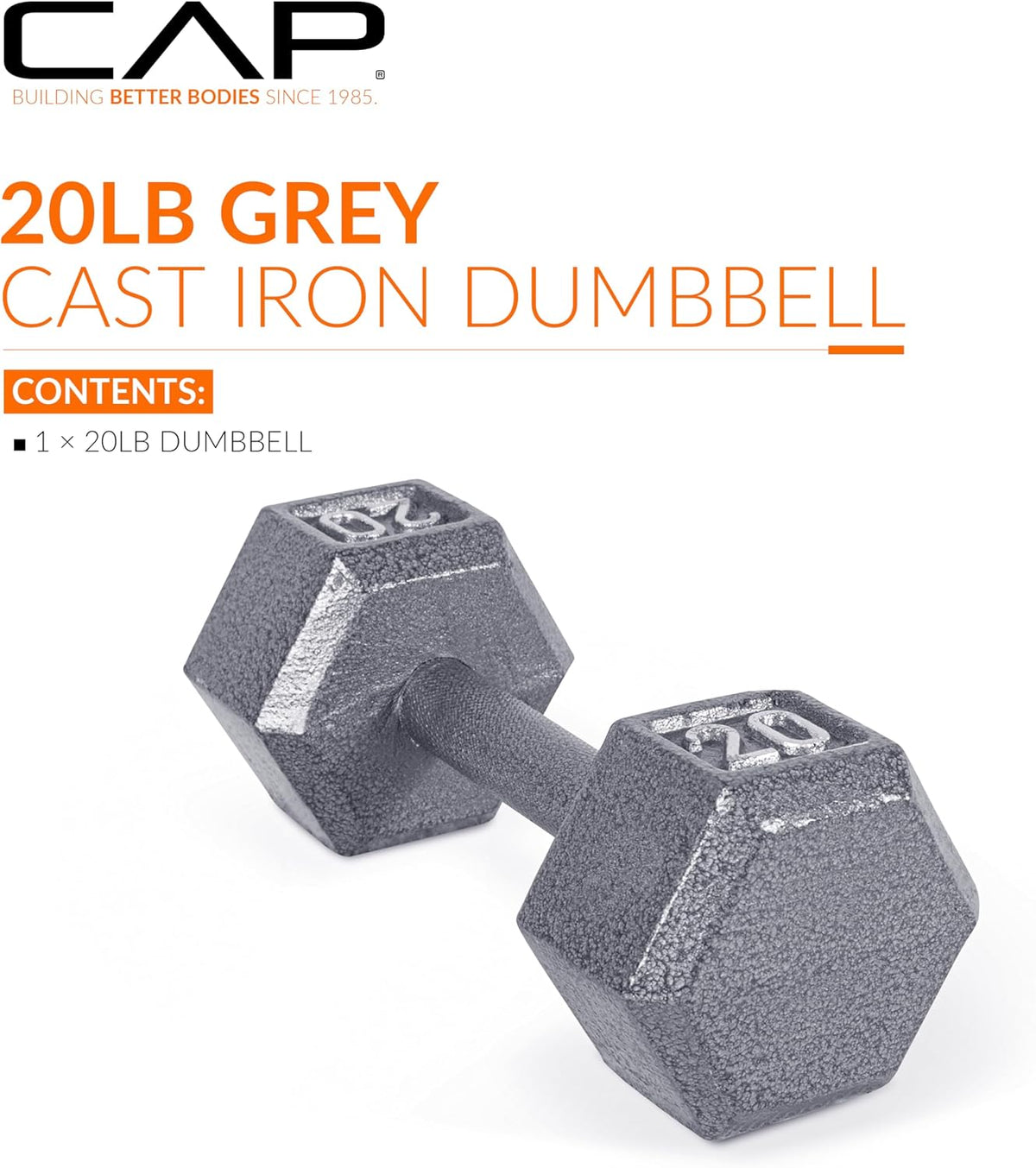 CAP Cast Iron Hex Dumbbells, 25 lb Hand & Free Weights, Single (Dumbbell contains cosmetic scratches)