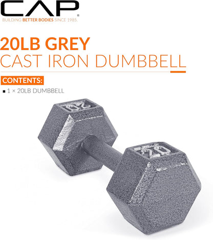 CAP Cast Iron Hex Dumbbells, 25 lb Hand & Free Weights, Single (Dumbbell contains cosmetic scratches)