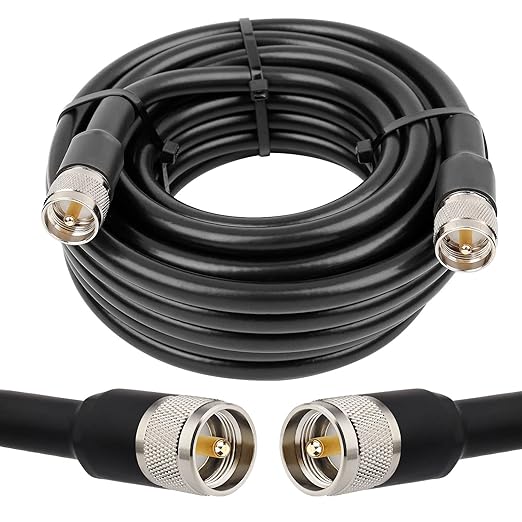 UHF Cable CB Coax Cable 75ft, PL259 Cable KMR400 UHF Male Cable PL259 Male to Male Coax Cable Low Loss UHF Cable CB Coax Cable for HAM Radio, VHF Radio, SWR Meter, Antenna Analyzer