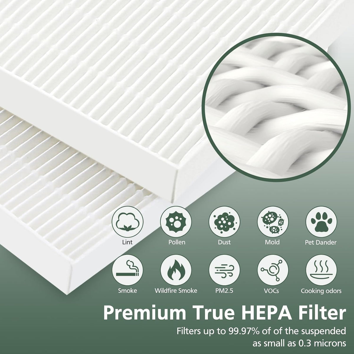 Filter H 5500-2 Replacement Filter For Winix Air Purifier 116130 Replacement Compatible with Winix 5500-2 and AM80 Air Purifier, 3 Pack HEPA Filter Only