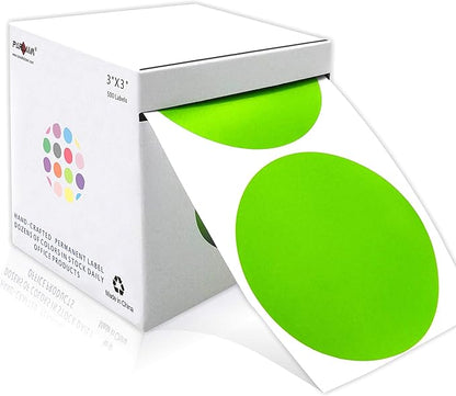 PARLAIM 3 Inch Round Color-Code Dot Stickers, 500 per Dispenser Box Roll dots Label,Light Green Inventory Circle Stickers