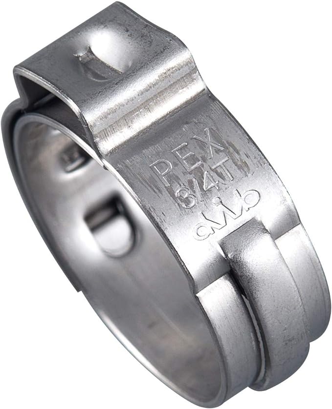 EFIELD - 34 Inch PEX Stainless Steel Clamp Rings (200 Pack) for Metal PEX Pipe Connection