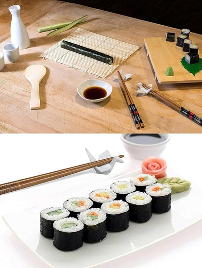 AKOAK 1 Pack Sushi Roll Mat, Professional Non-stick Bamboo Sushi Roll Mat, Multifunctional Kitchen DIY Sushi Mat Tool, 9.5 ", Natural Bamboo