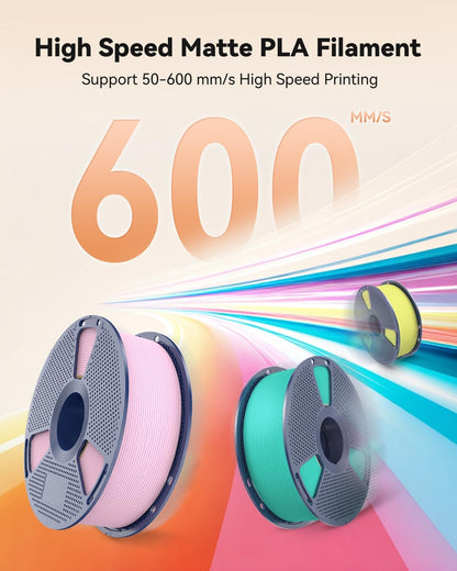 SUNLU High Speed Matte PLA 3D Printer Filament 1.75mm 1KG, Sunny Orange Up to 600mm/s Fast 3D Printing Filament, Smooth Matte PLA, Fits Most FDM 3D Printers, 1KG Reusable Spool