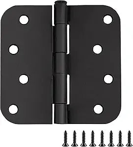 2-Pack 4-Inch x 4-Inch Interior Door Hinges with 5/8-Inch Radius, Matte Black, Heavy Duty Steel Construction, Left- or Right-Handed – Design House, 188979