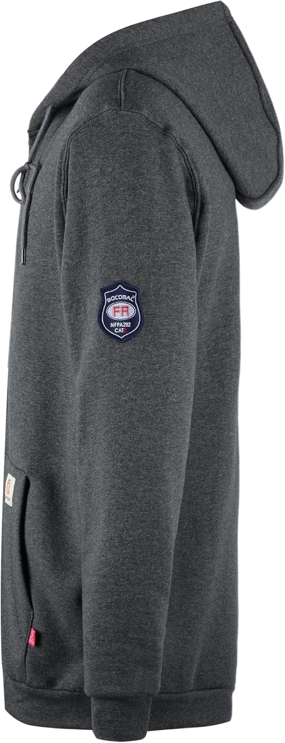 BOCOMAL FR Hoodies Zipper Front 10.5oz Cotton Fleece Flame Resistant Hooded Sweatshirts