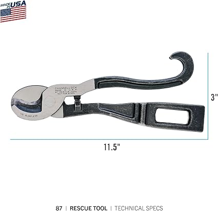 Channellock 87 8.88-Inch First Responder Rescue Tool ,Designed for Firefighters  EMTs ,Compact Cable Cutters Forged from Alloy Steel Easily Shears Through Cables and Soft Metal