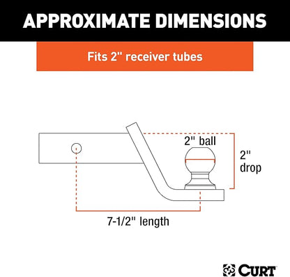 CURT 45134 Fusion Trailer Hitch Mount with 2-Inch Ball  Pin, Fits 2-In Receiver, 7,500 lbs, 2" Drop , black