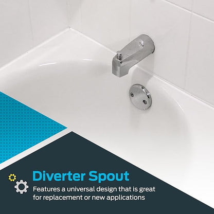 EZ-FLO 5-38 Inch Slide-On Zinc Bath Tub Diverter Spout with Hex Wrench and Set Screw, 12-inch Copper Pipe, Chrome, 15089