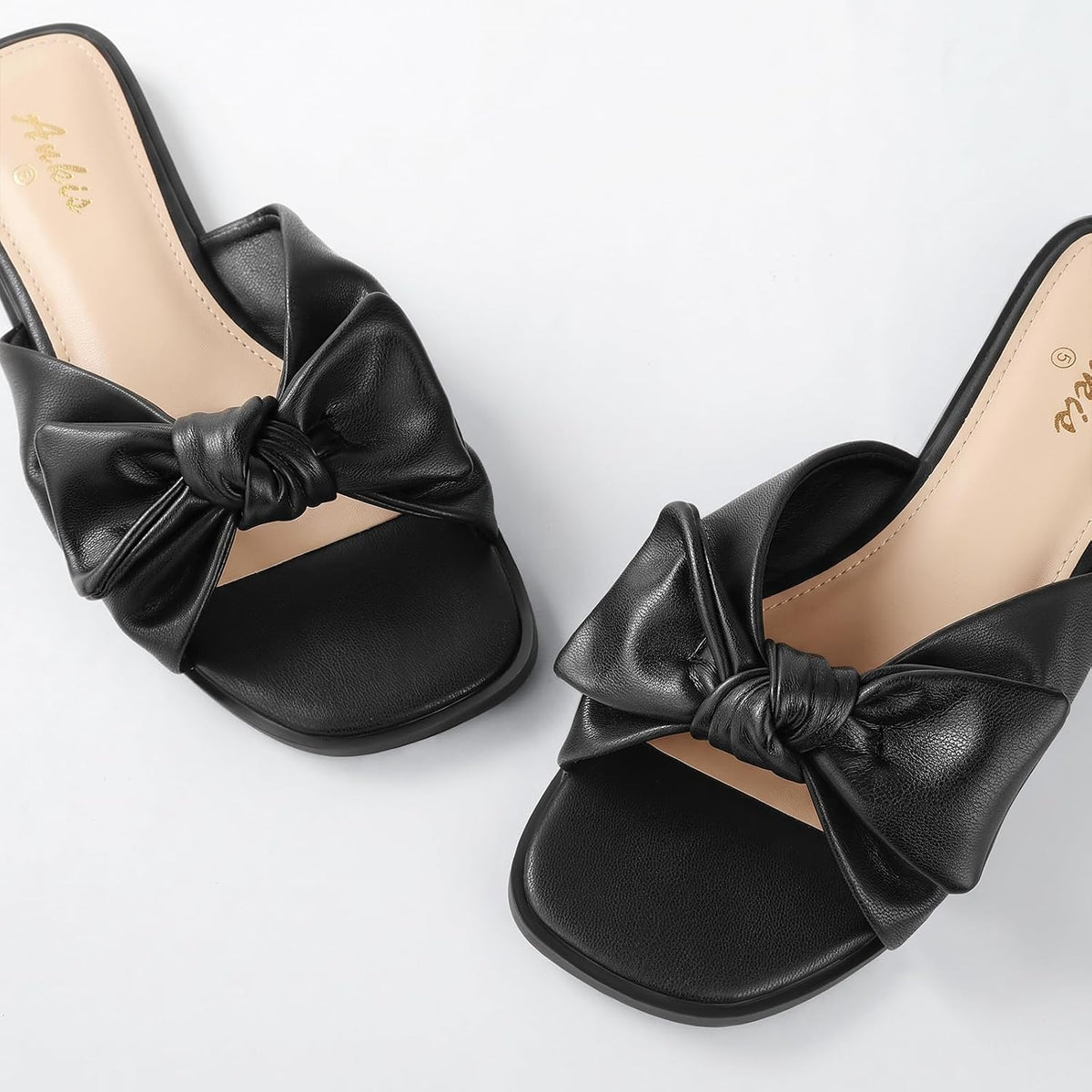 White Sandals Womens Bow Flat Sandals Dressy - Cute Summer Beach Sandals for Women 2026, Square Open Toe Comfortable Slip On Slide Sandals Bride Wedding Bridal Dress Shoes Slippers Balck Pink Gold Nude .