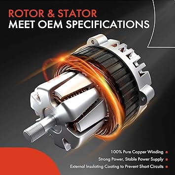 A-Premium Alternator Compatible with Jeep Cherokee 2014-2019, Compass, Renegade  Chrysler 200  Ram ProMaster City  Fiat 500X, 2.4L, 12V 160A 6-Groove Decoupler Pulley Clockwise, Replace 56029624AB