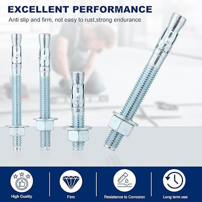 14" x2-14 Wedge Anchor by Zinced of Heavy-Duty Fastener for Cement and Concrete (20pcs Pack)