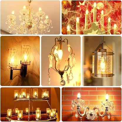 40W Incandescent Equivalent Energy Torpedo Tip Chandelier with Crystal Clear Incandescent Light Bulbs Tip Light Bulb and Medium E26 Candelabra Base (6)
