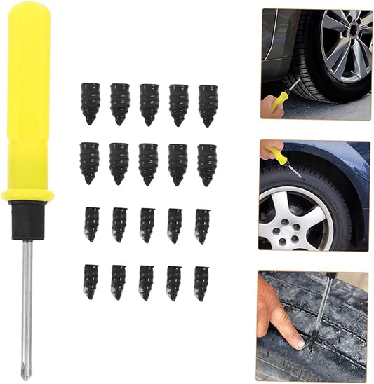 STOBAZA 1 Set Car Wheel Puncture Repair Kit with Plastic Screws Screwdriver Tire Repair for Small Nail Punctures for Cars Motorcycles