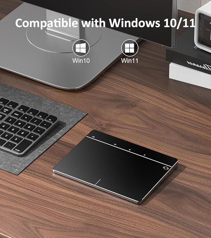 Homiguar Wireless Bluetooth Trackpad for Windows 10 & 11, 3-in-1 Connectivity Modes,High Precision Control, Portable Multi-Touch Gestures touchpad for PC & Laptop (Black)