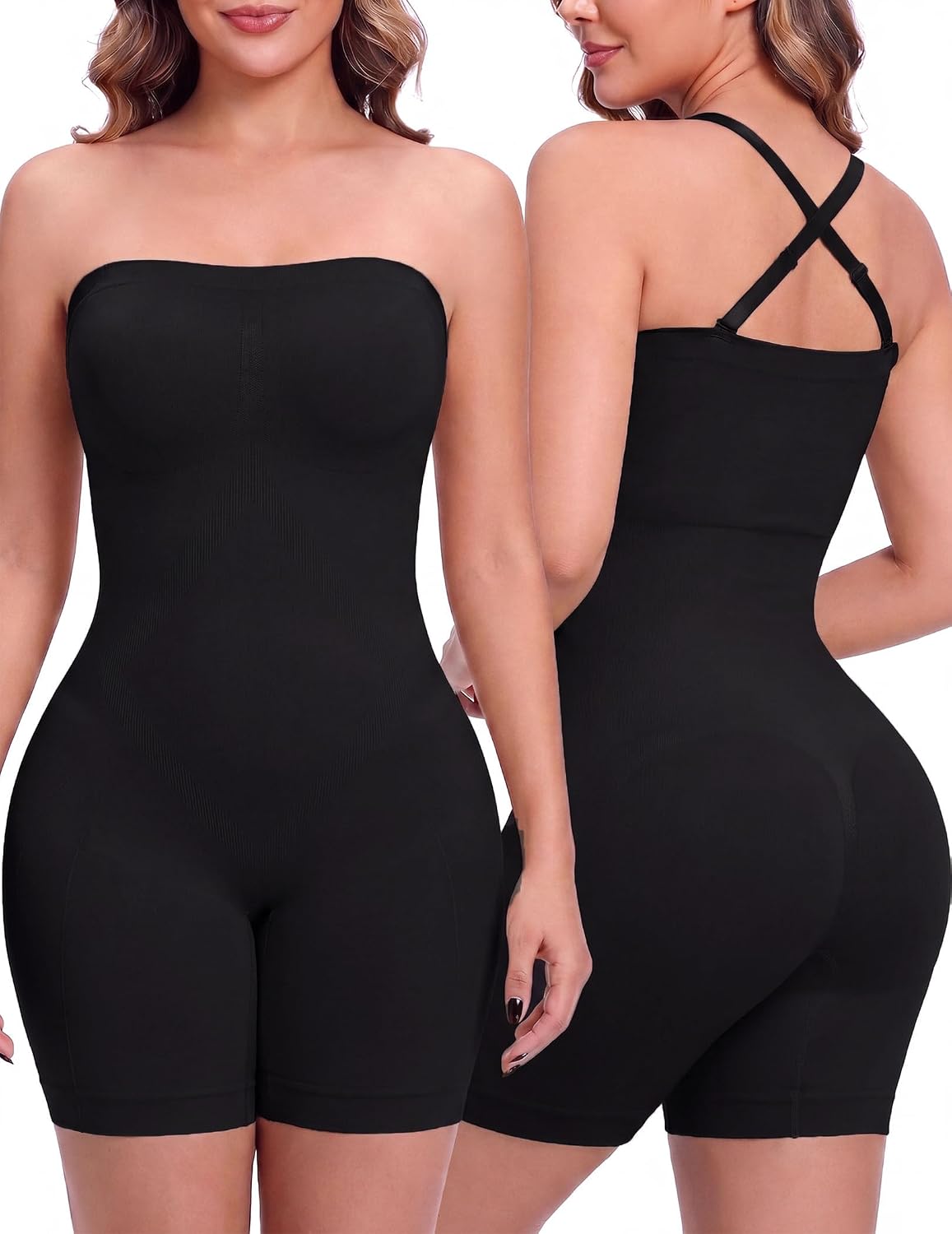 HEPOE Strapless Shapewear for Women, Full Shape Wear Tummy Control Bodysuit, Seamless Slimming Body Shaper.