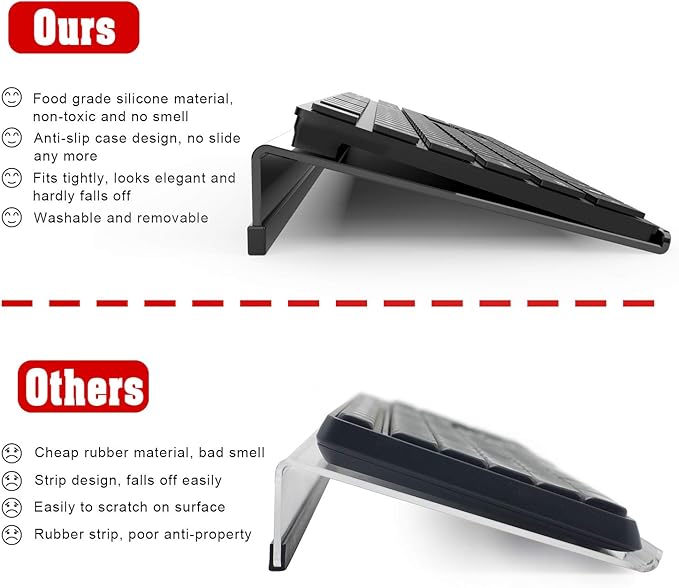 Acrylic Tilted Computer Keyboard Stand for Ergonomic Typing, Keyboard Tray Holder with Silicone Non-Slip Case, Black