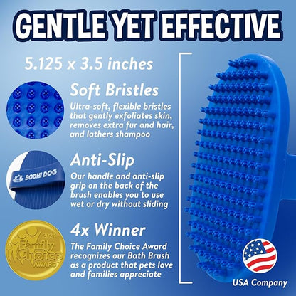 Bodhi Dog Shampoo Brush - Pet Grooming  Bath Supplies for Cats and Dog - Bath Brush for Long  Short Hair - Premium Scrubber for Shower, Bathing  Massage (One Pack, Blue)