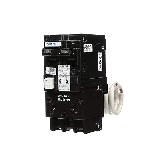 Siemens QF230A 30 Amp, 2 Pole, 120240V Ground Fault Circuit Interrupter with Self Test and Lockout Feature, Cardboard Packaging